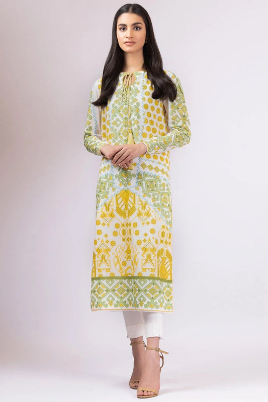 Al Karam Printed Lawn Unstitched Kurti SS-60.1-22-Yellow - Summer Collection