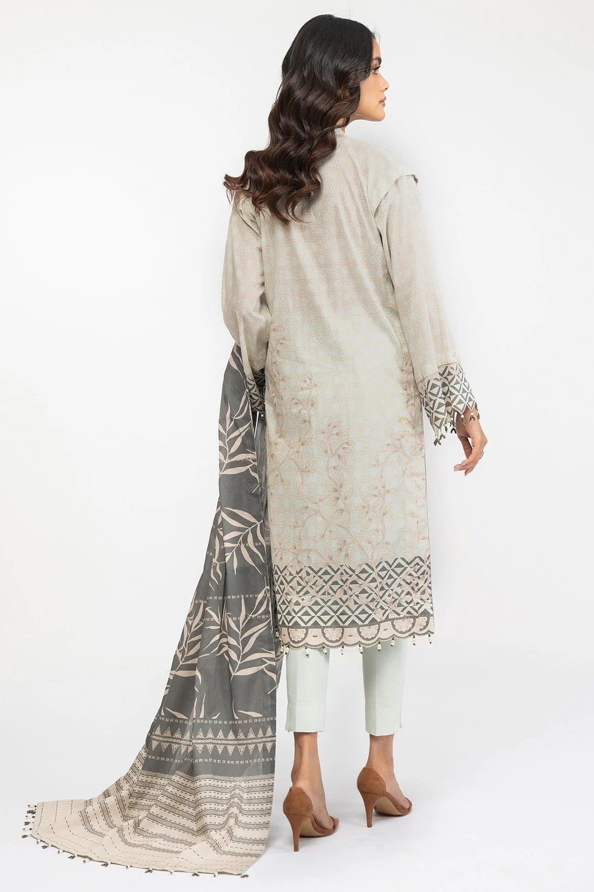 Al Karam Embroidered Lawn Suits Unstitched 3 Piece SS3 SS-7.1-22-3-Beige - Spring-Summer Collection