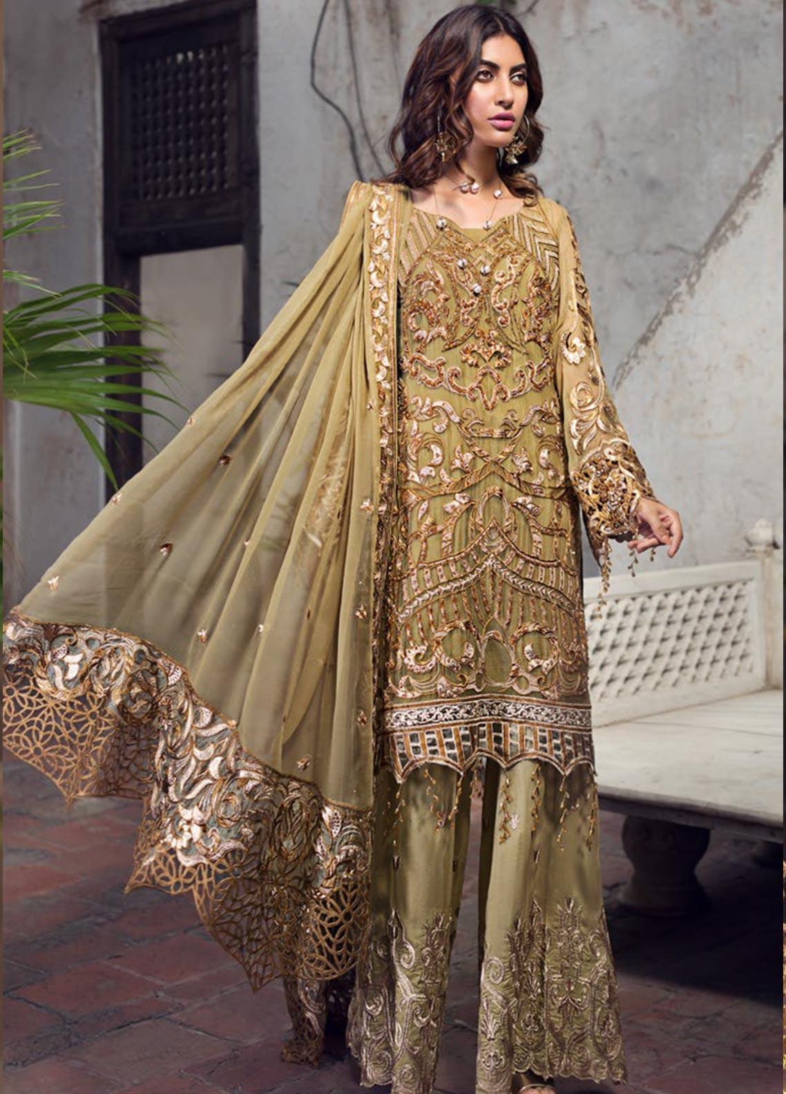 Zebtan Zircon Embroidered Chiffon Unstitched 3 Piece Suit - ZQ-01