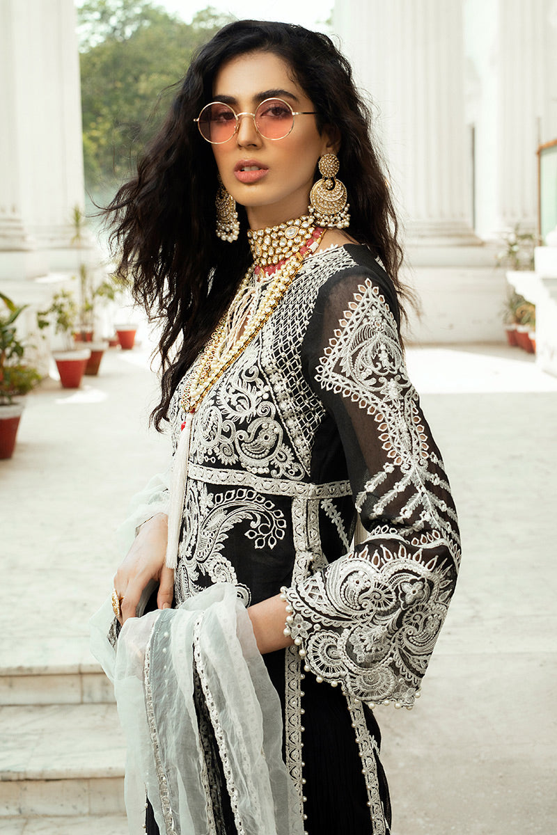 Mushq Embroidered Chikankari Cotton Net 3 piece Unstitched Suit - MCK-1-Kanwal