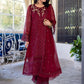 Ensembles By Azure Embroidered Chiffon Suits Unstitched 4 Piece AZES - 100 Antique Rouge