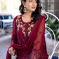 Ensembles By Azure Embroidered Chiffon Suits Unstitched 4 Piece AZES - 100 Antique Rouge