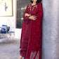 Ensembles By Azure Embroidered Chiffon Suits Unstitched 4 Piece AZES - 100 Antique Rouge