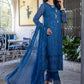Ensembles By Azure Embroidered Chiffon Suits Unstitched 4 Piece AZES - 101 Cerulean