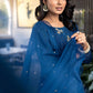 Ensembles By Azure Embroidered Chiffon Suits Unstitched 4 Piece AZES - 101 Cerulean