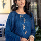 Ensembles By Azure Embroidered Chiffon Suits Unstitched 4 Piece AZES - 101 Cerulean