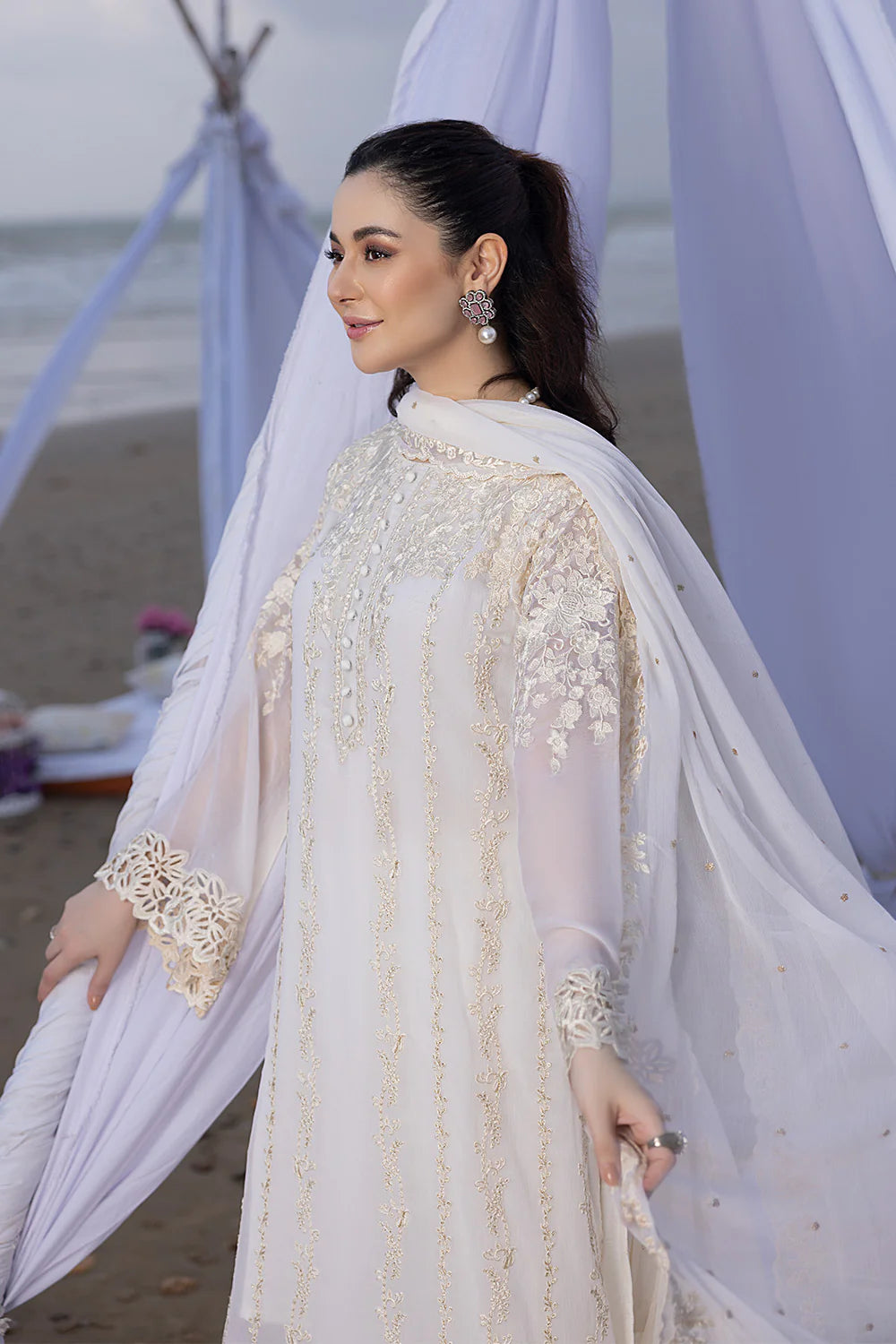 Luxe By Azure Embroidered Suits Unstitched 4 Piece AS-108 Beach Shell - Eid Collection