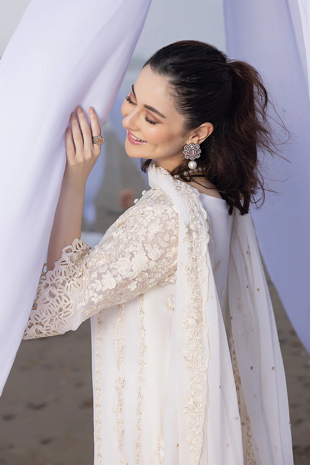 Luxe By Azure Embroidered Suits Unstitched 4 Piece AS-108 Beach Shell - Eid Collection
