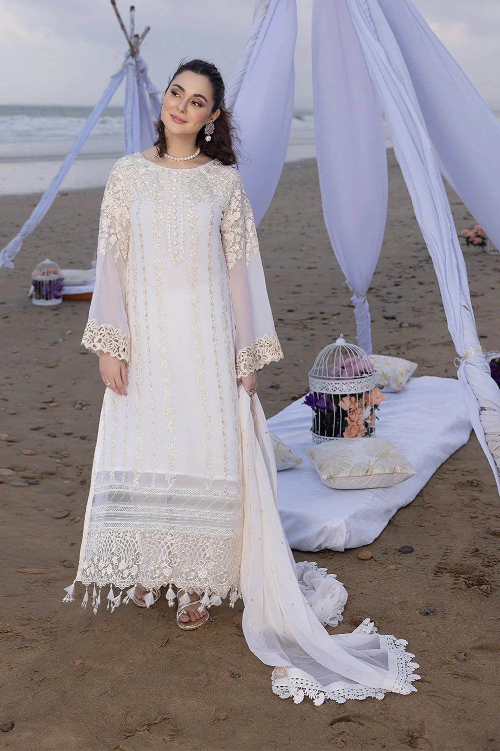 Luxe By Azure Embroidered Suits Unstitched 4 Piece AS-108 Beach Shell - Eid Collection