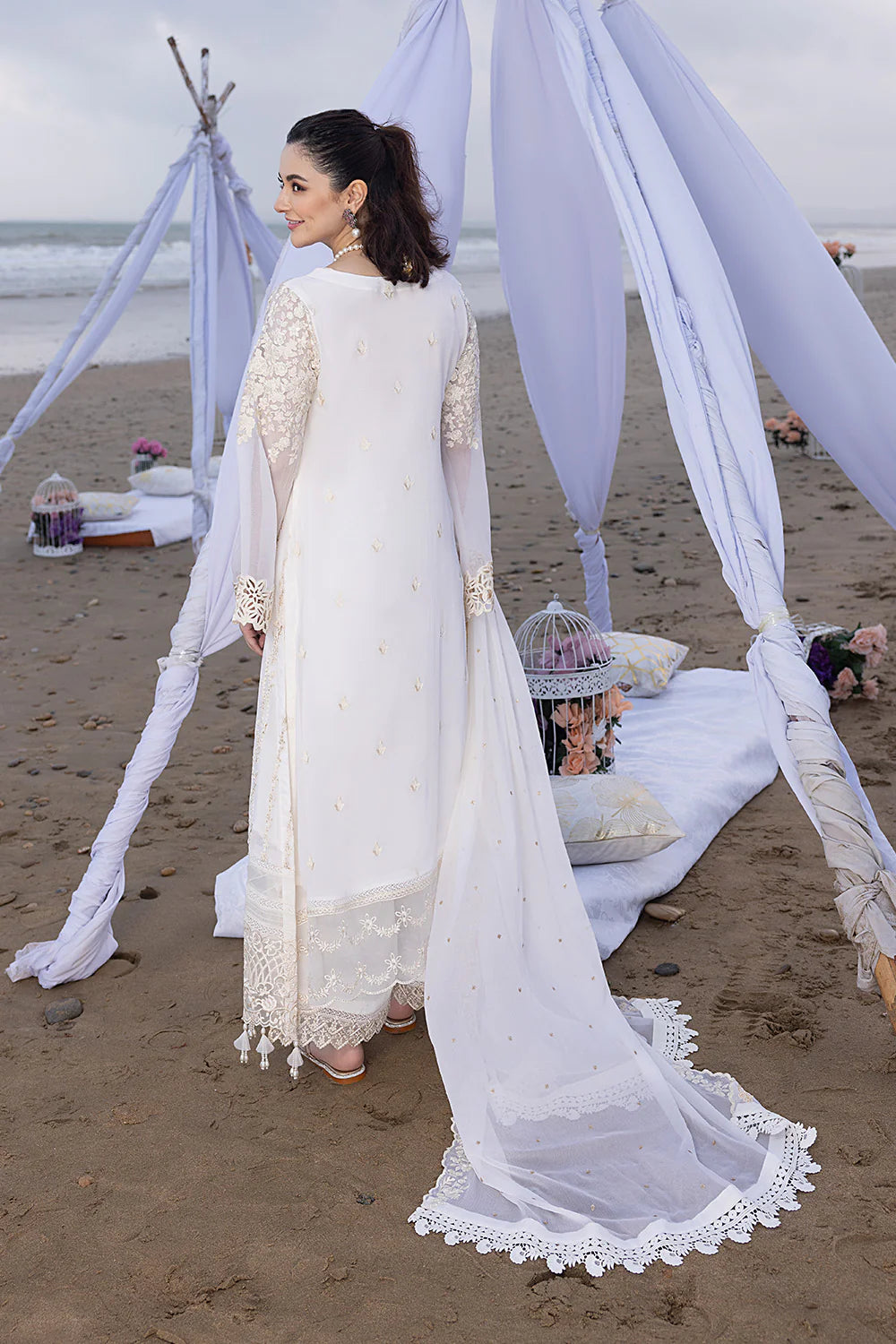 Luxe By Azure Embroidered Suits Unstitched 4 Piece AS-108 Beach Shell - Eid Collection