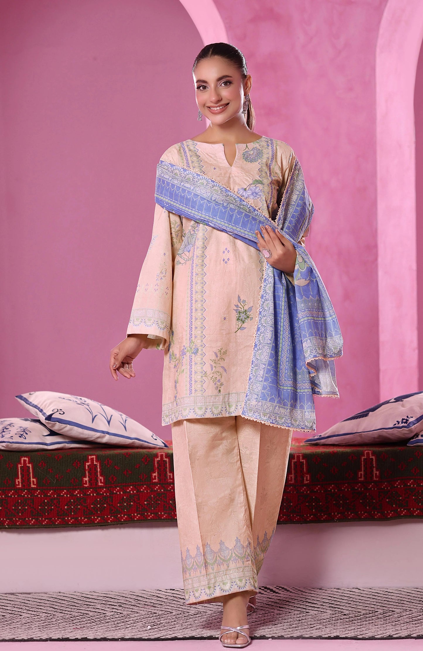 Coco Cords by Alzohaib Printed Cambric 3pc Dress Unstitched - CCC2-2510