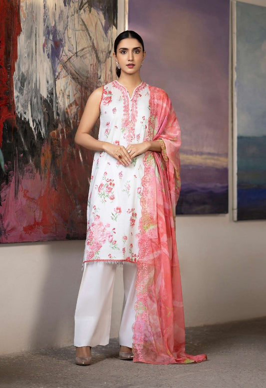 Mishaal by Gulljee Embroidered Lawn 3 piece Unstitched Dress - GJM11 - A10 - Summer Collection