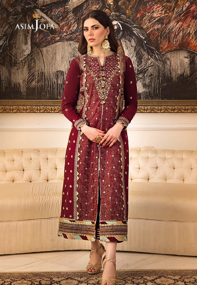 Asim Jofa Zari Sitara Embroidered Poly Cotton Unstitched 2 Piece Dress - AJZS 10