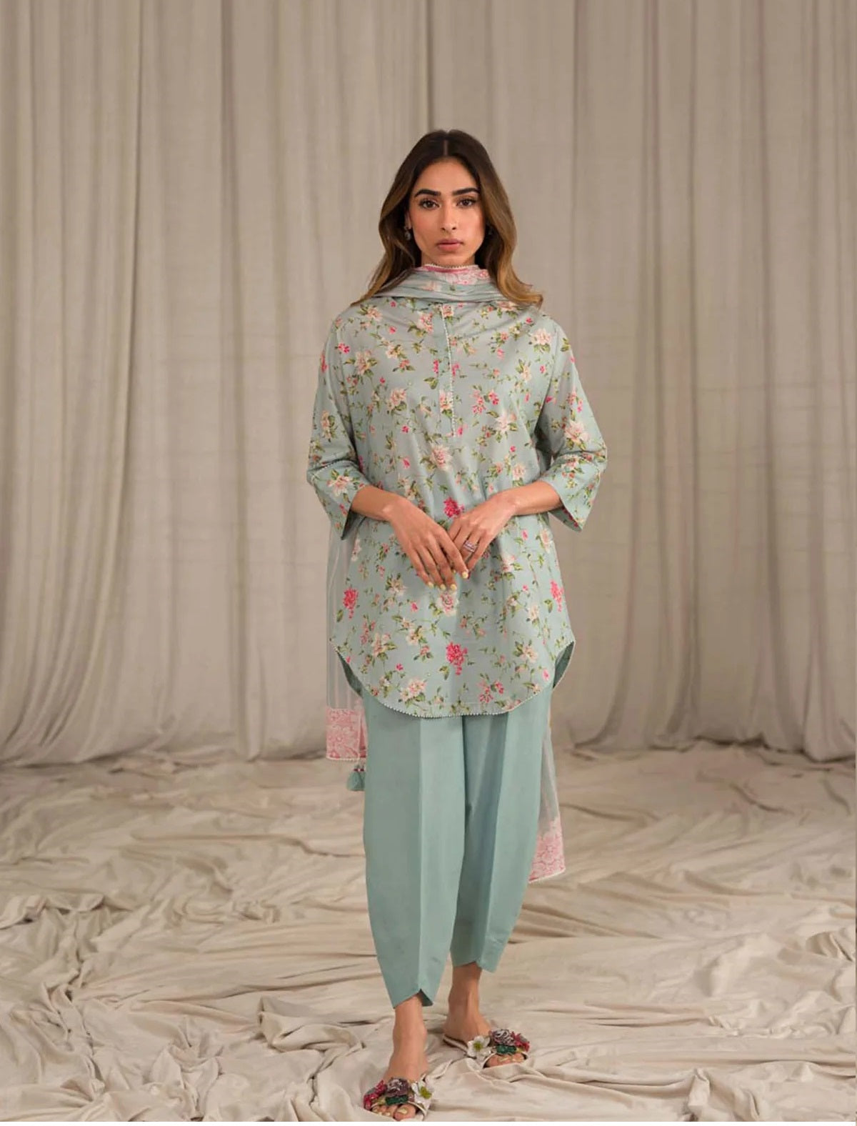 Sahar Printed Lawn Suits Unstitched 3 Piece SHR-S24-PL-V1-10 - Summer Collection