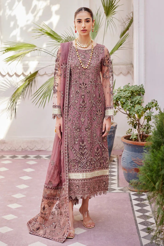Emaan Adeel Embroidered Chiffon 3 piece Unstitched Dress - LX 10