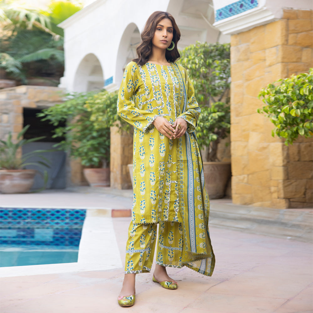 Identic Separates Printed Lawn 3 piece Unstitched dress - IDS-10-10 - Summer Collection