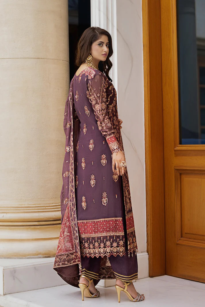 Ishq Aatish by Emaan Adeel Embroidered Chiffon Suits Unstitched 3 Piece EA23IA-10 Gulnaz - Luxury Collection