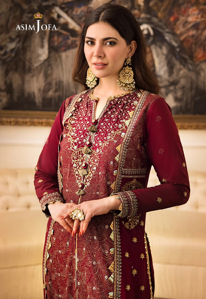 Asim Jofa Zari Sitara Embroidered Poly Cotton Unstitched 2 Piece Dress - AJZS 10