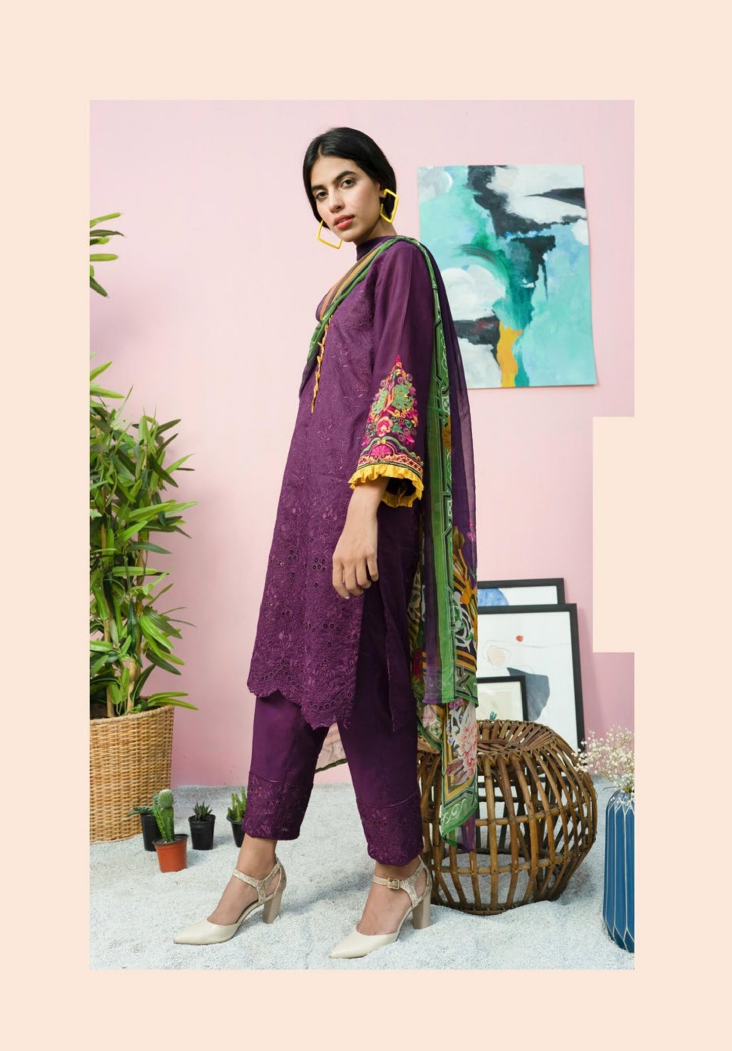 Blossom by Riaz Art Embroidered Slub Lawn 3pc Unstitched Dress - 10