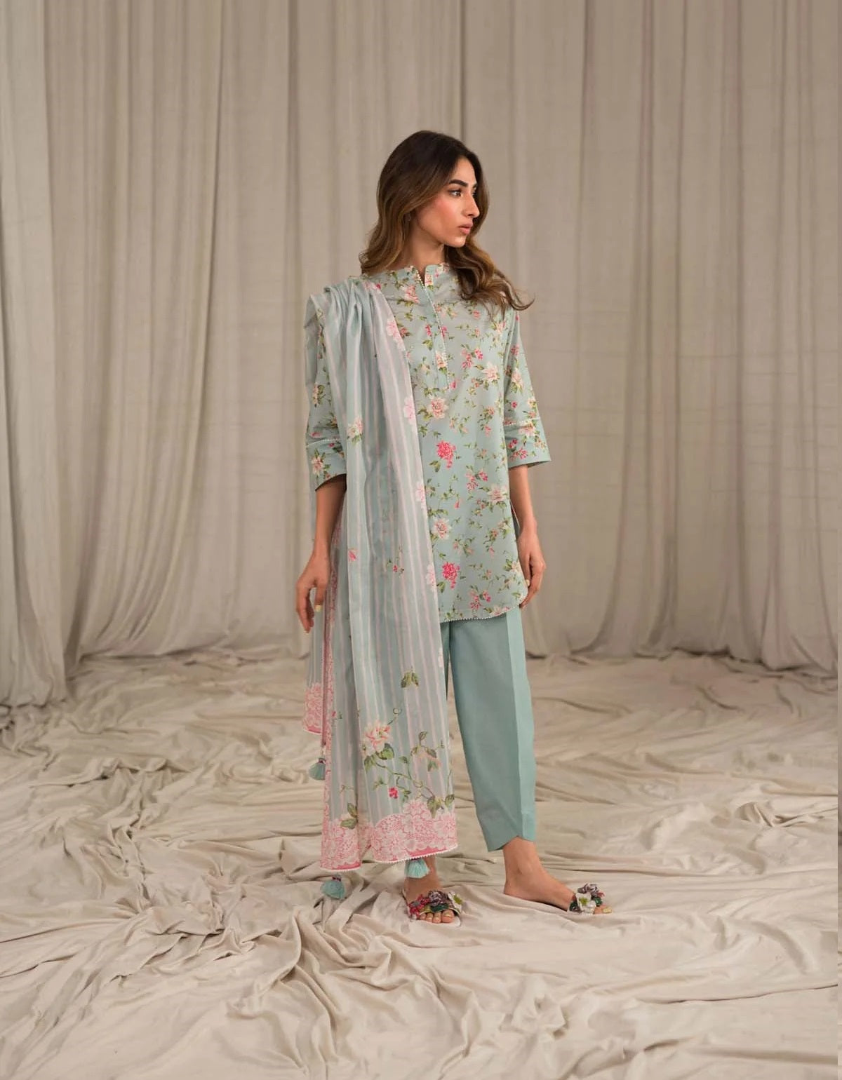 Sahar Printed Lawn Suits Unstitched 3 Piece SHR-S24-PL-V1-10 - Summer Collection