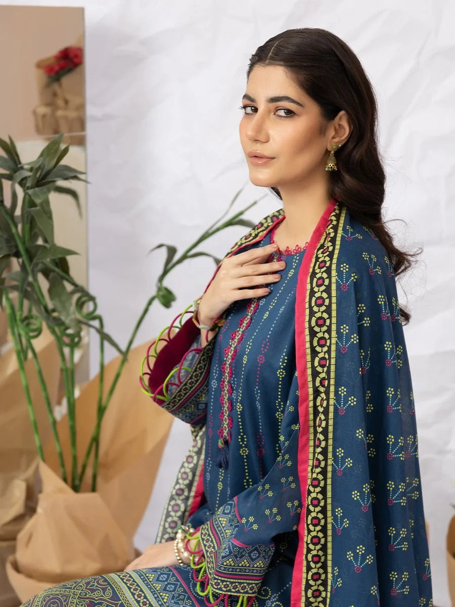 Aghaaz by Salitex Printed Lawn Dress 3 Piece Unstitched - UNS23AC010UT