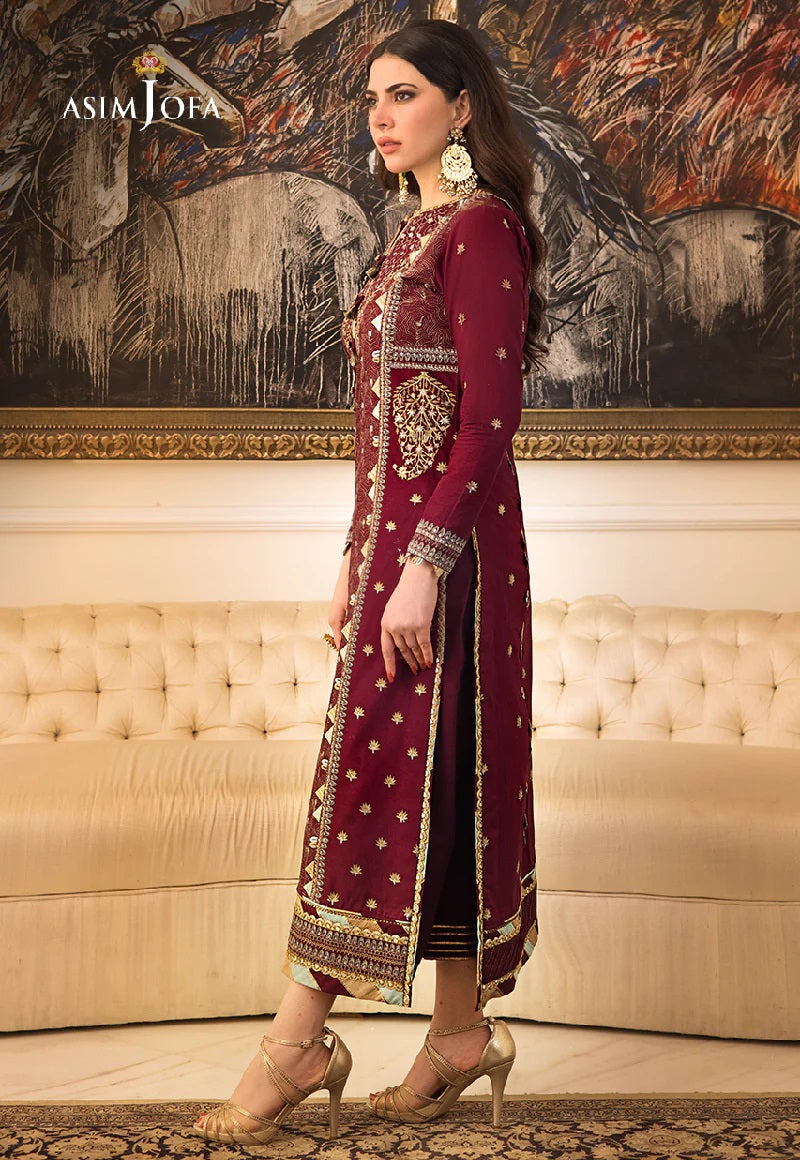 Asim Jofa Zari Sitara Embroidered Poly Cotton Unstitched 2 Piece Dress - AJZS 10