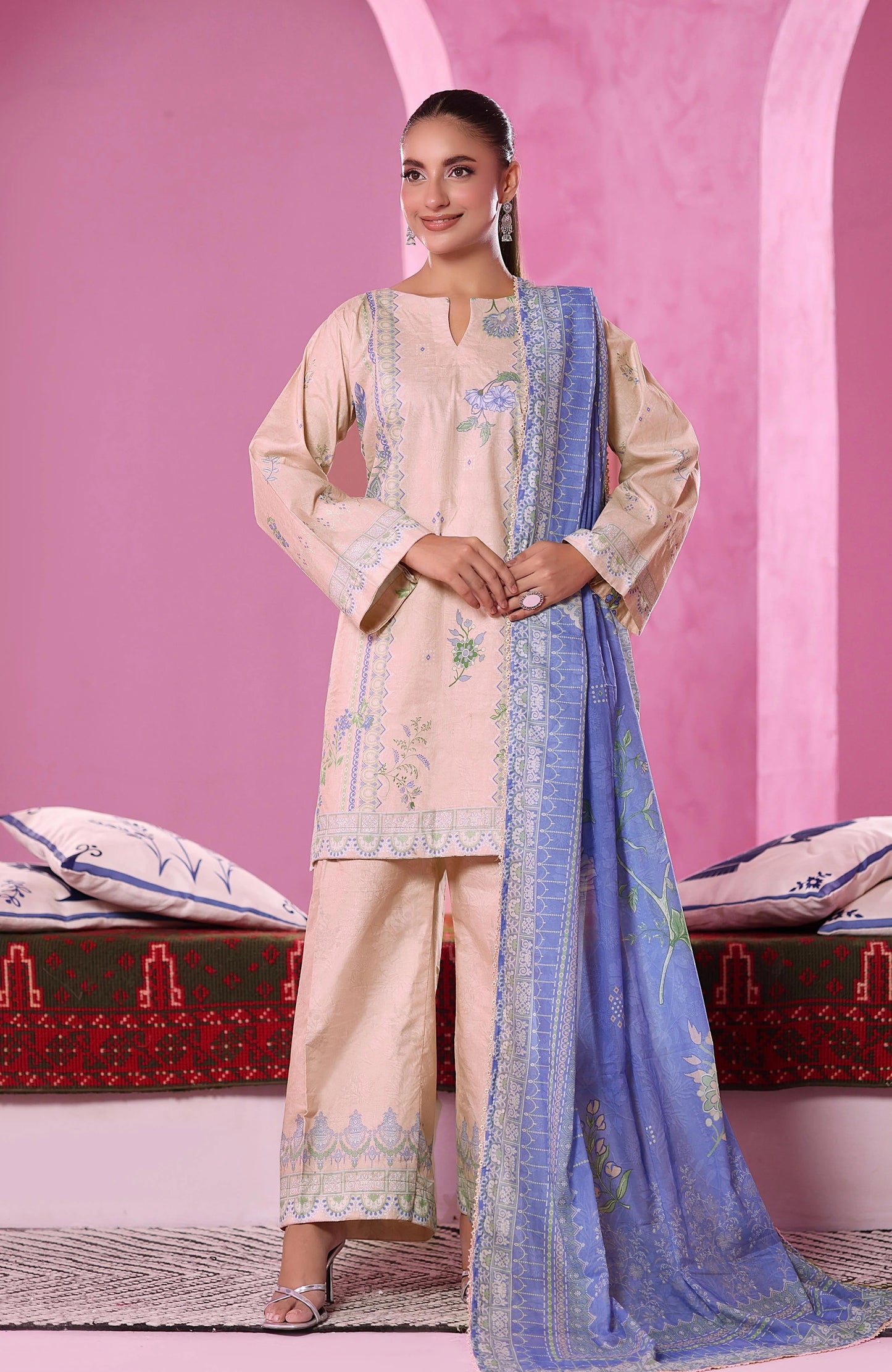 Coco Cords by Alzohaib Printed Cambric 3pc Dress Unstitched - CCC2-2510