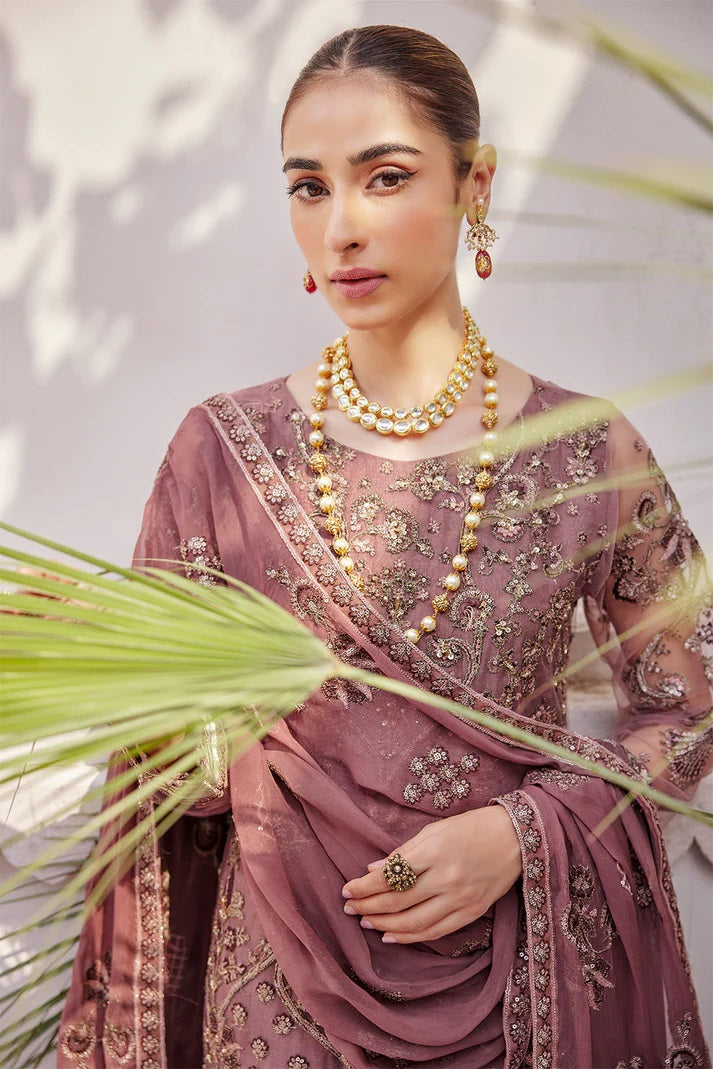 Emaan Adeel Embroidered Chiffon 3 piece Unstitched Dress - LX 10