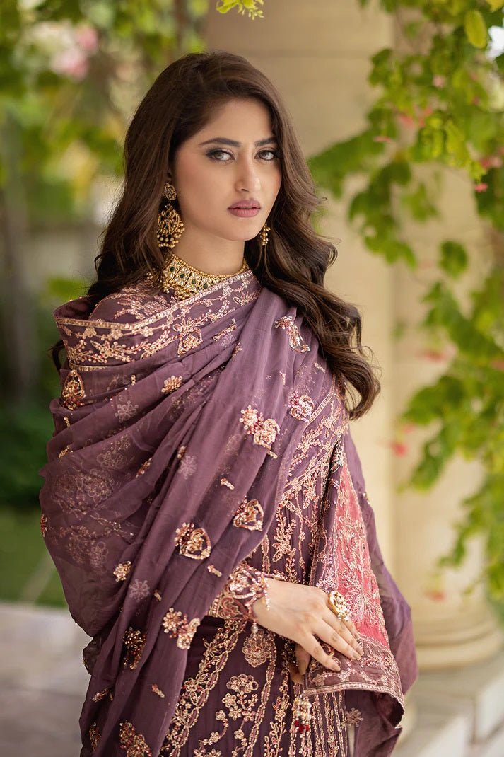 Ishq Aatish by Emaan Adeel Embroidered Chiffon Suits Unstitched 3 Piece EA23IA-10 Gulnaz - Luxury Collection