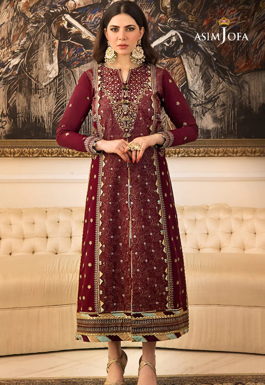 Asim Jofa Zari Sitara Embroidered Poly Cotton Unstitched 2 Piece Dress - AJZS 10