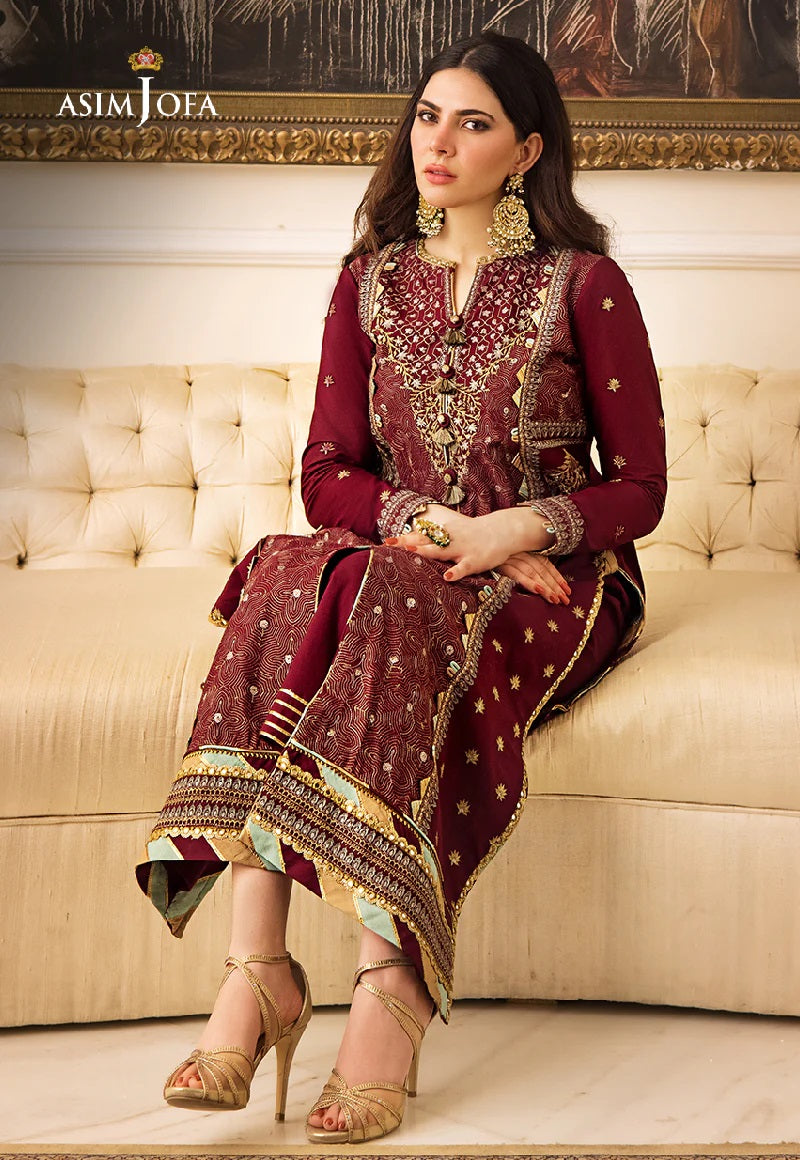 Asim Jofa Zari Sitara Embroidered Poly Cotton Unstitched 2 Piece Dress - AJZS 10