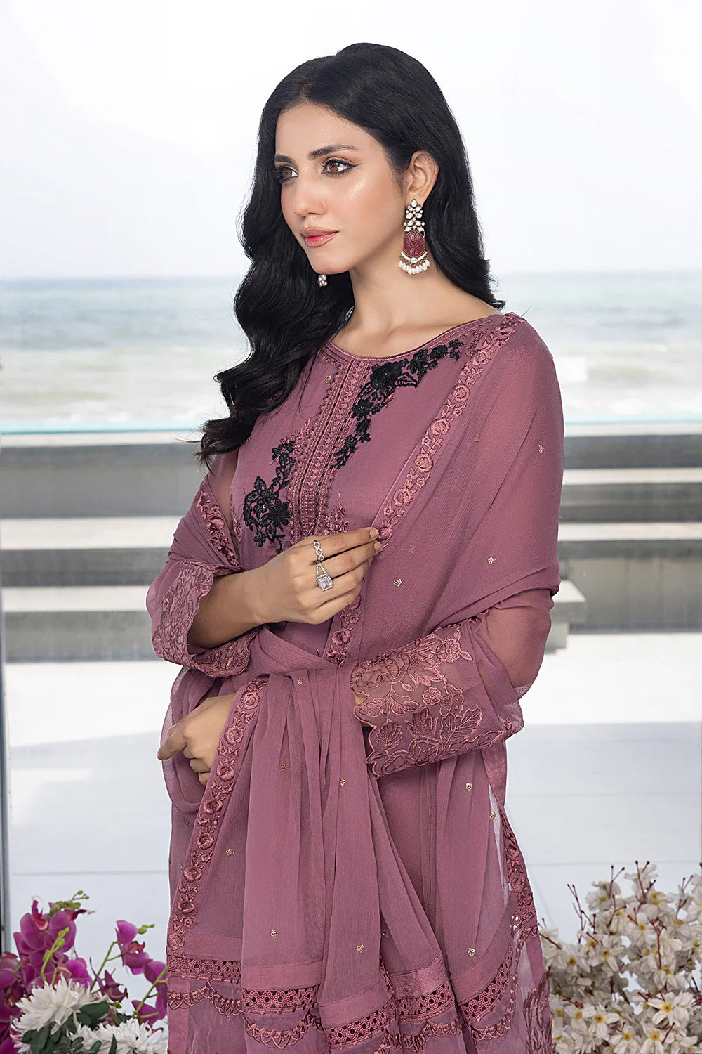 Luxe By Azure Embroidered Suits Unstitched 4 Piece AS-113 Rosy Glaze - Eid Collection
