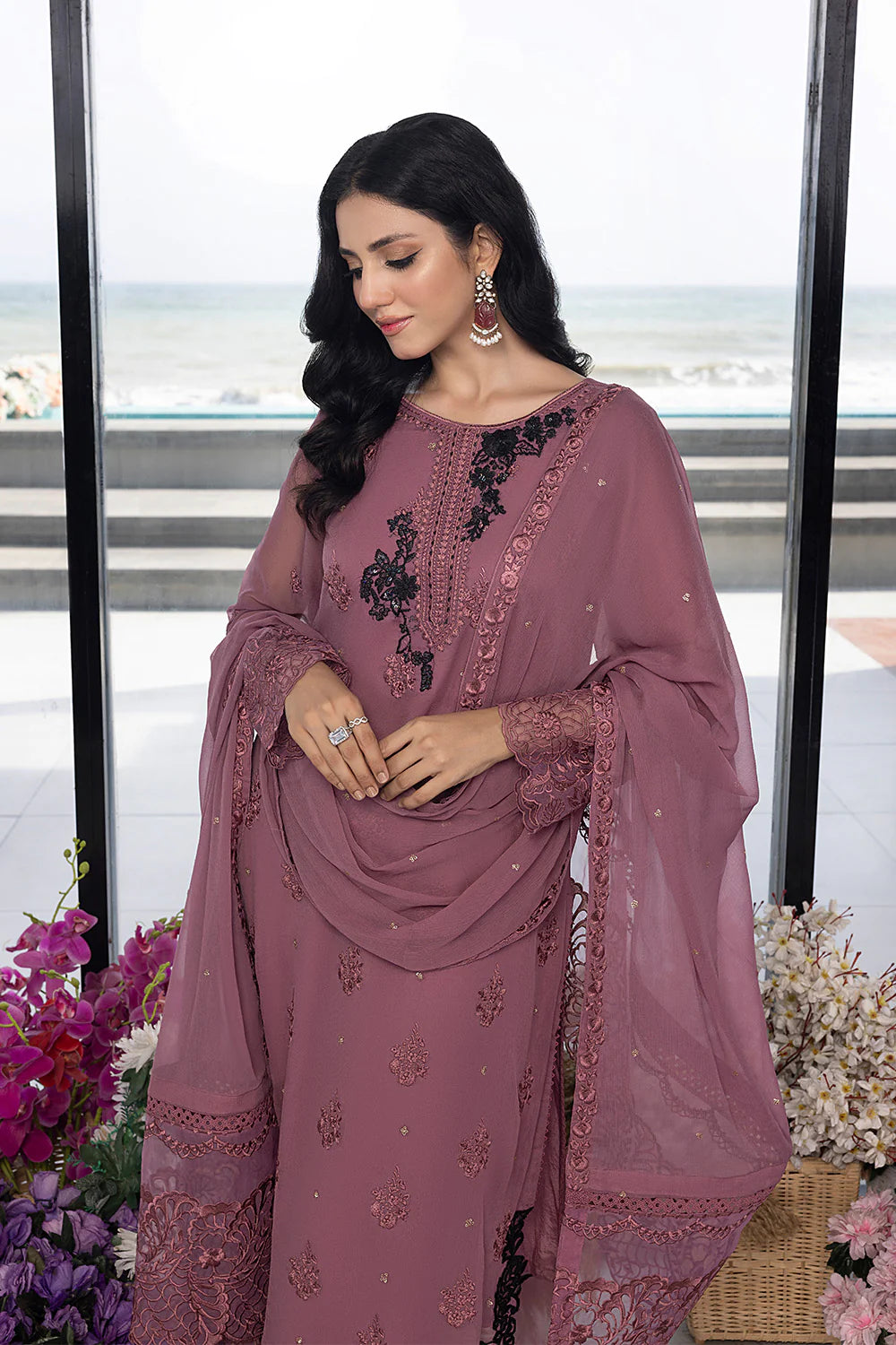 Luxe By Azure Embroidered Suits Unstitched 4 Piece AS-113 Rosy Glaze - Eid Collection