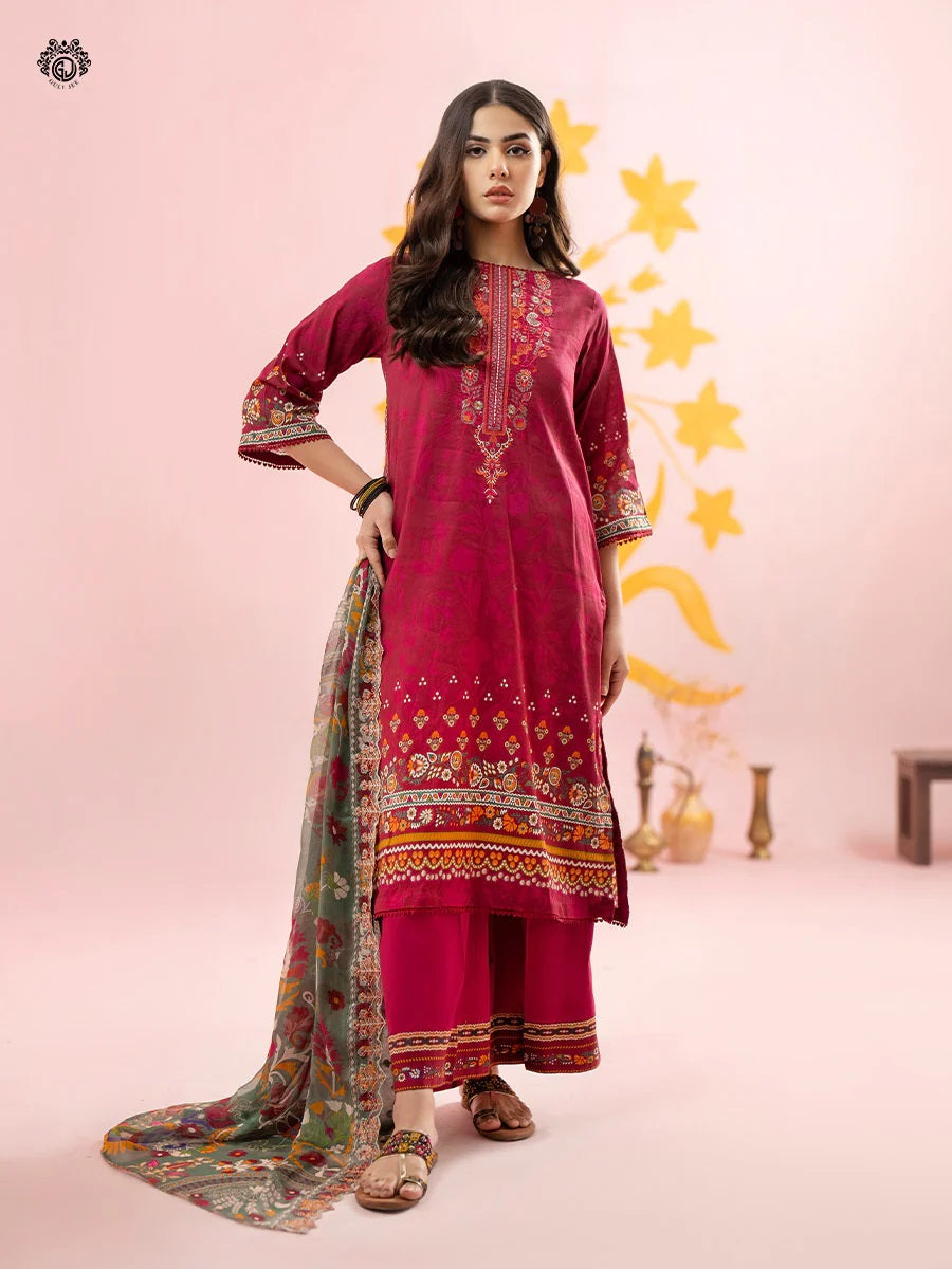 Rang Pasand by Gulljee Embroidered Lawn Unstitched 3 Piece Dress - GRP2406A11