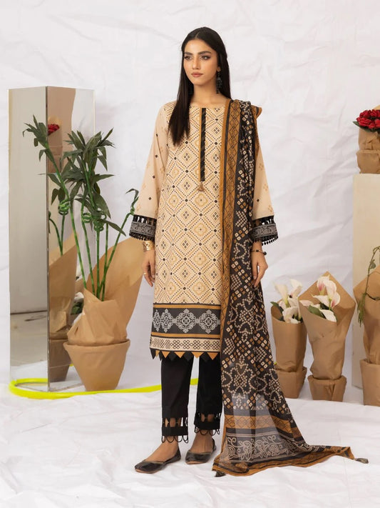 Aghaaz by Salitex Printed Lawn Dress 3 Piece Unstitched - UNS23AC011UT