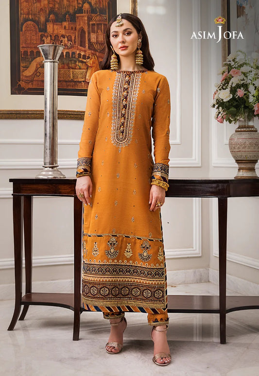 Asim Jofa Zari Sitara Embroidered Paper Cotton Unstitched 2 Piece Dress - AJZS 11