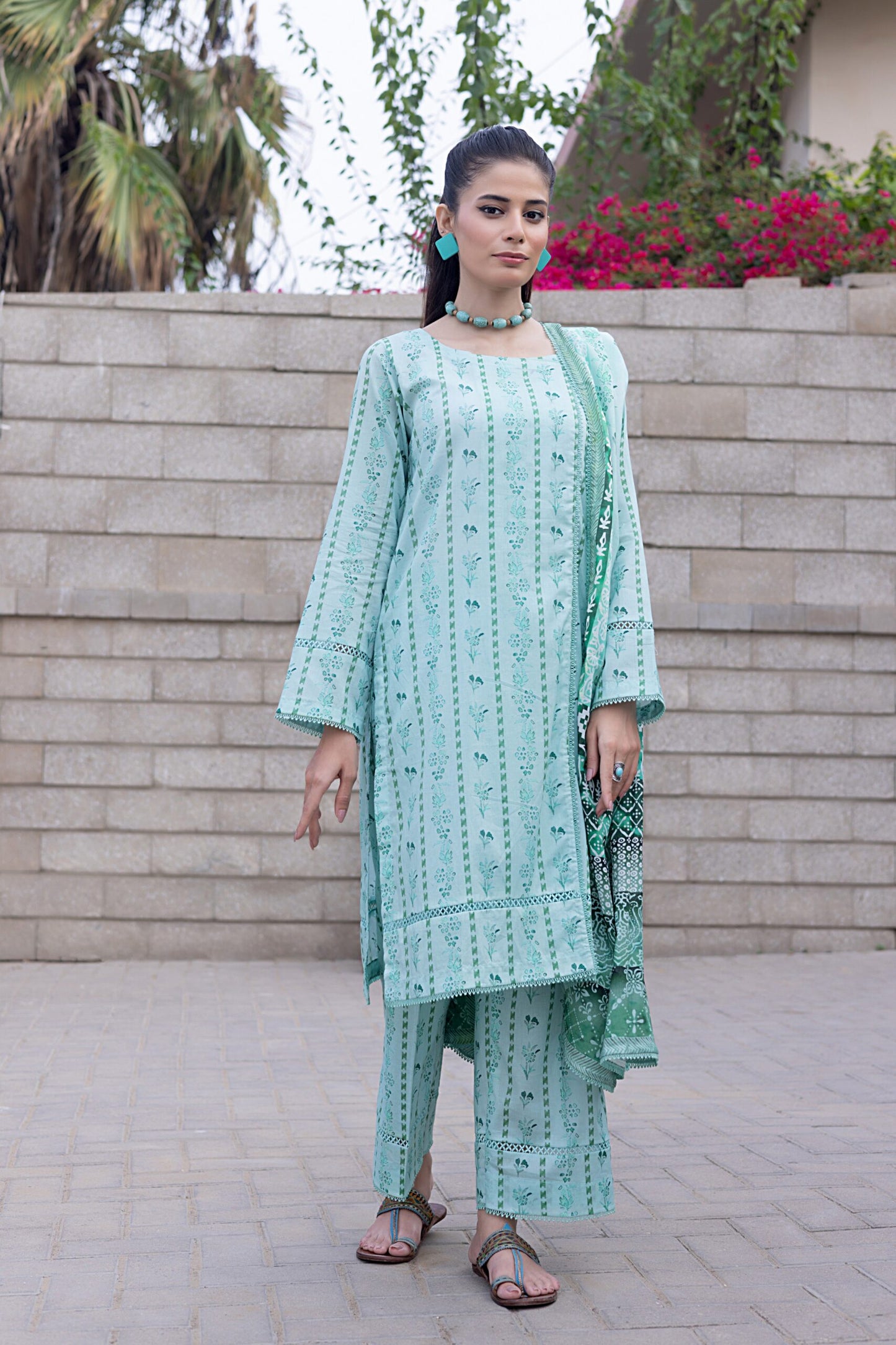Identic Separate Mid Summer Printed Cotton 3 Piece Unstitched - ISMSC3 - 11