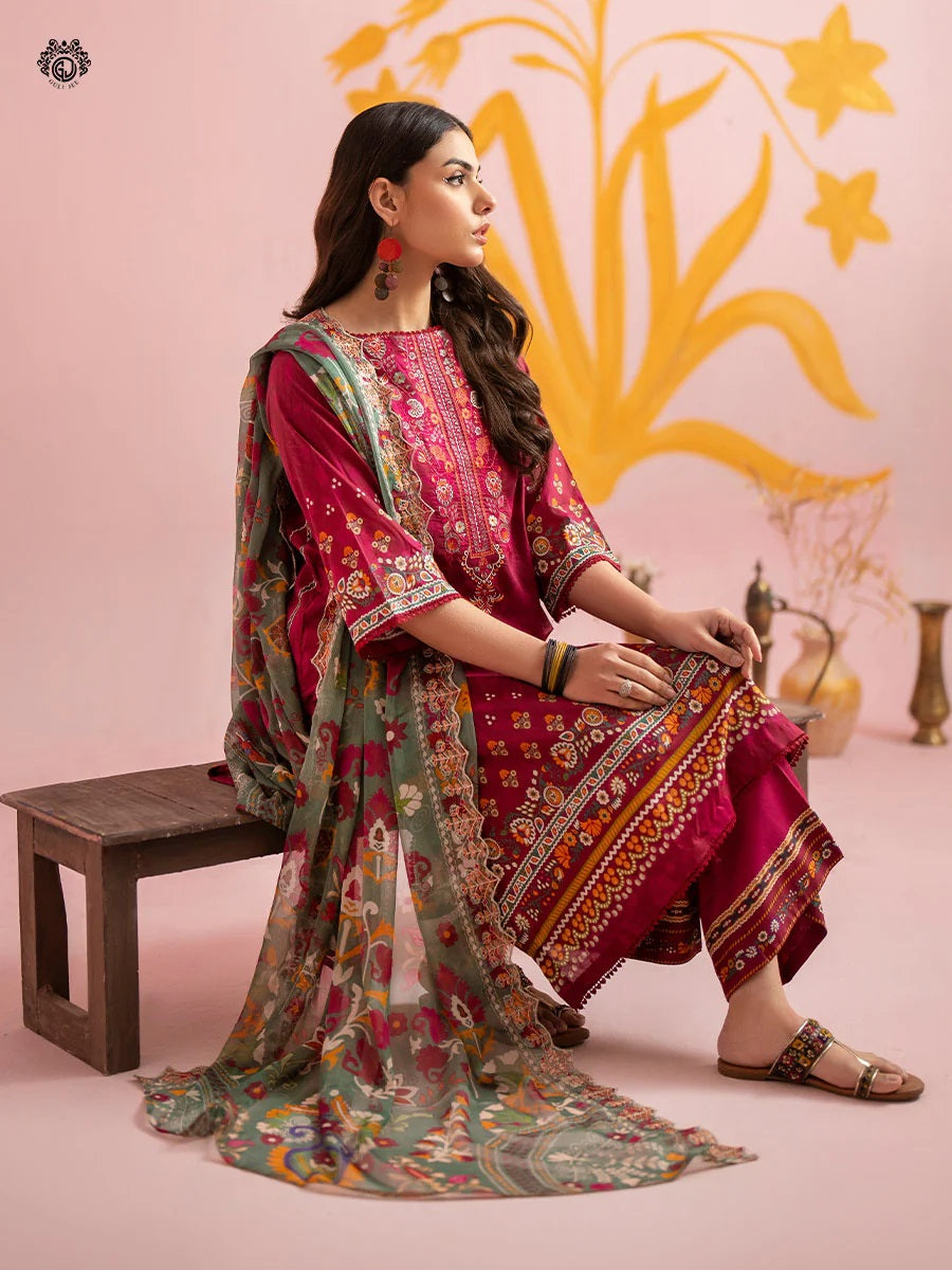 Rang Pasand by Gulljee Embroidered Lawn Unstitched 3 Piece Dress - GRP2406A11