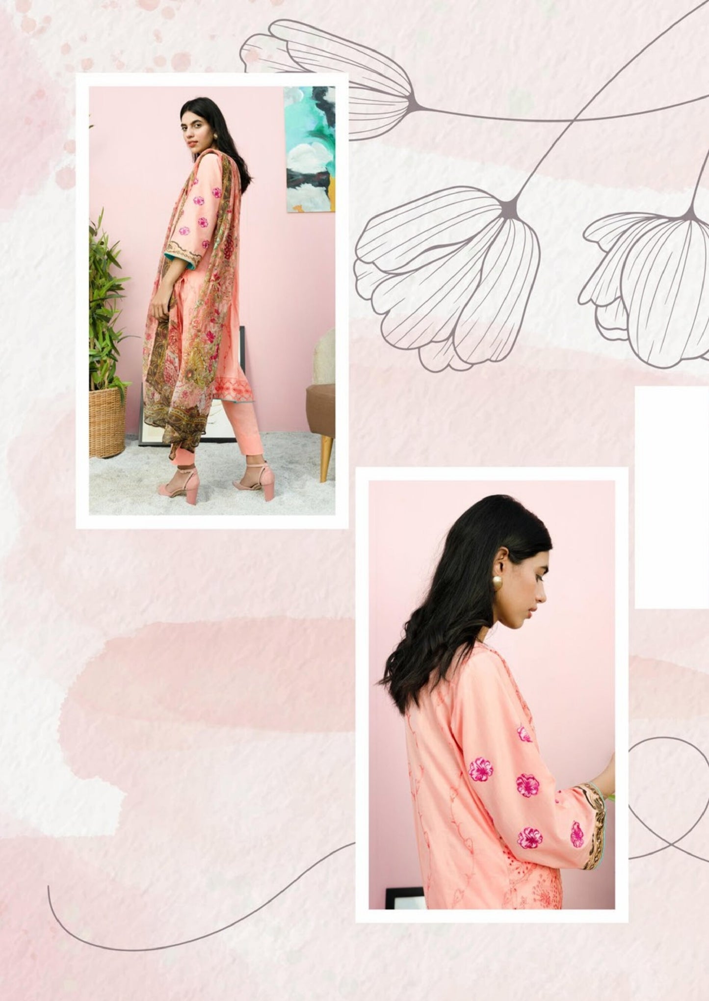 Blossom by Riaz Art Embroidered Slub Lawn 3pc Unstitched Dress - 12