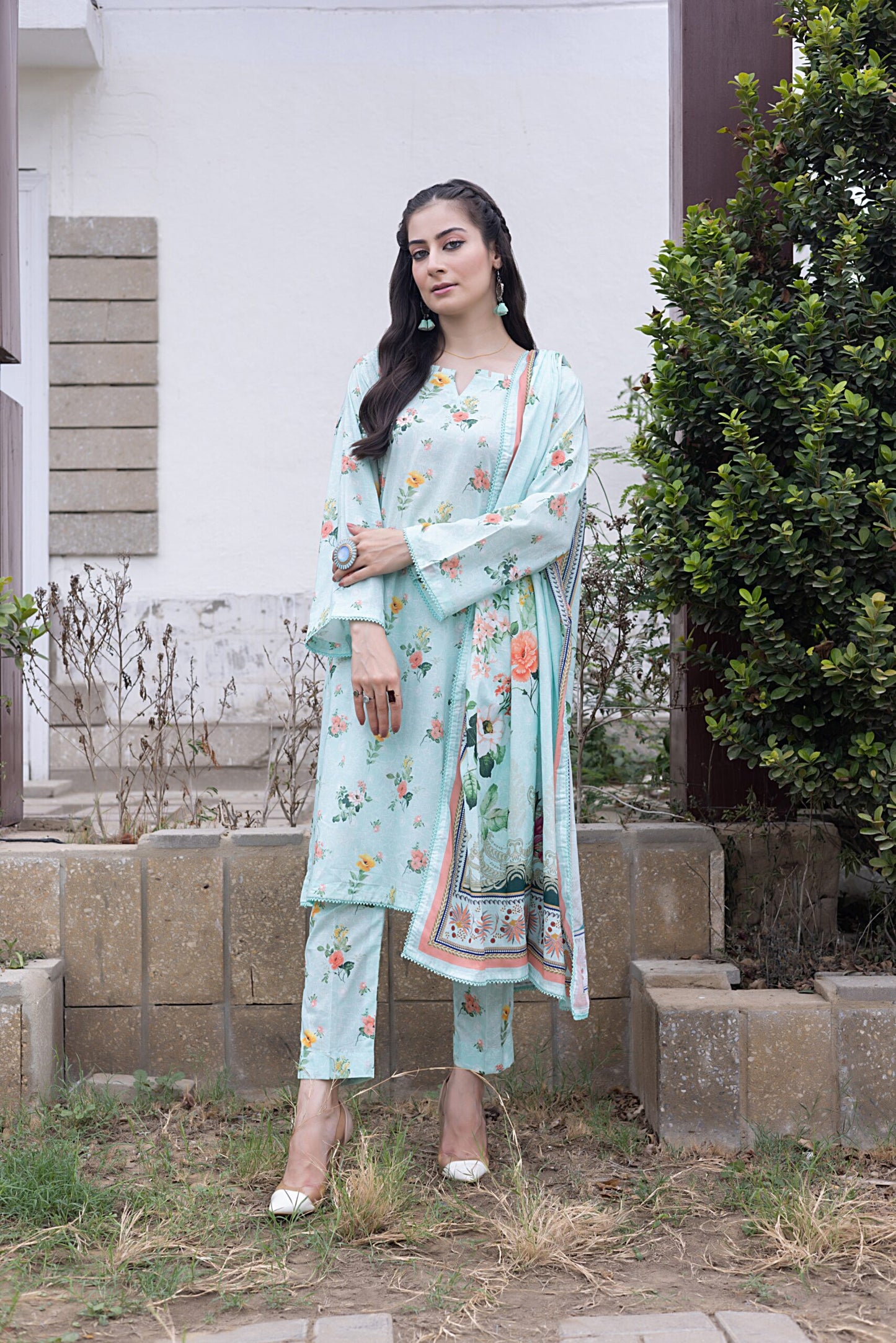 Identic Separate Mid Summer Printed Cotton 3 Piece Unstitched - ISMSC3 - 12