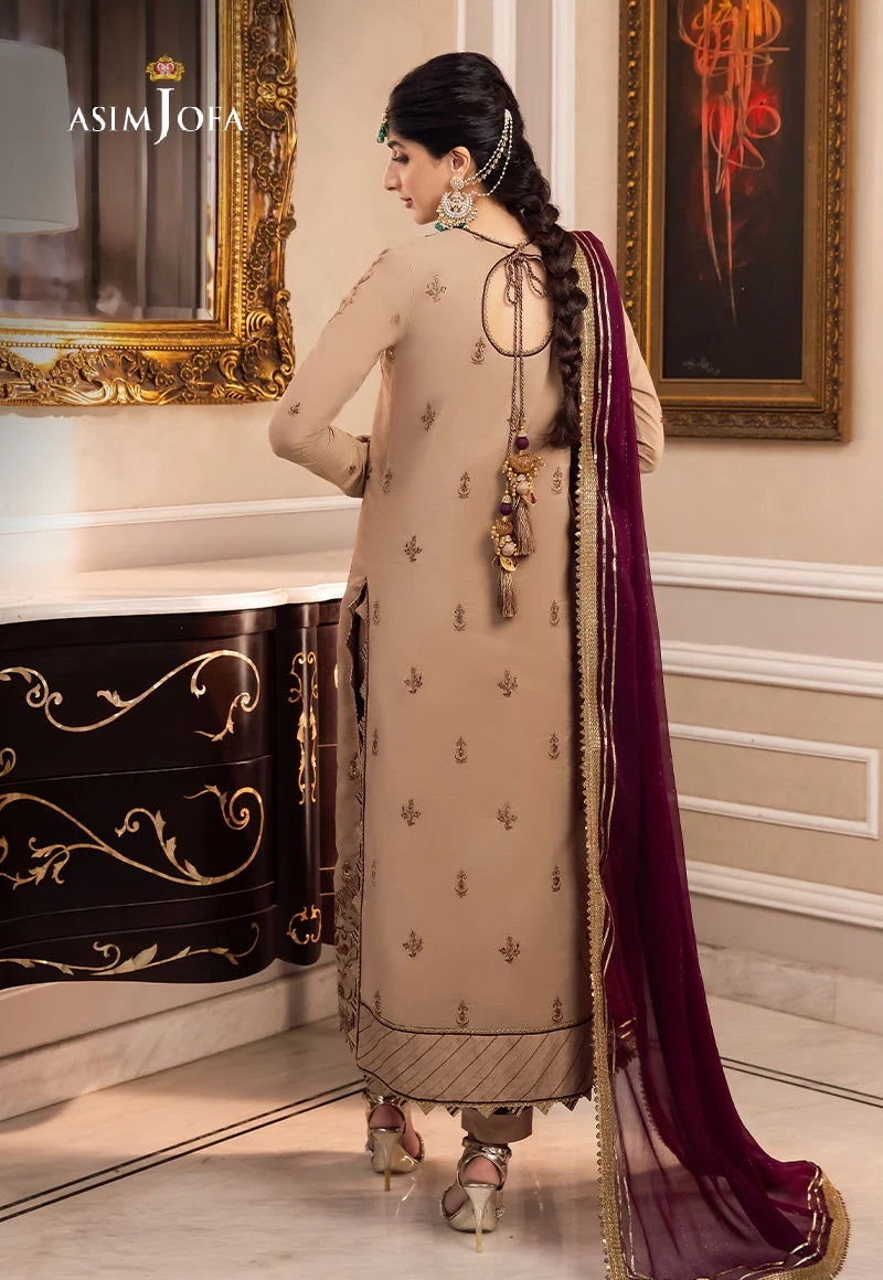 Asim Jofa Zari Sitara Embroidered Chanderi Cotton Unstitched 3 Piece Dress - AJZS 12