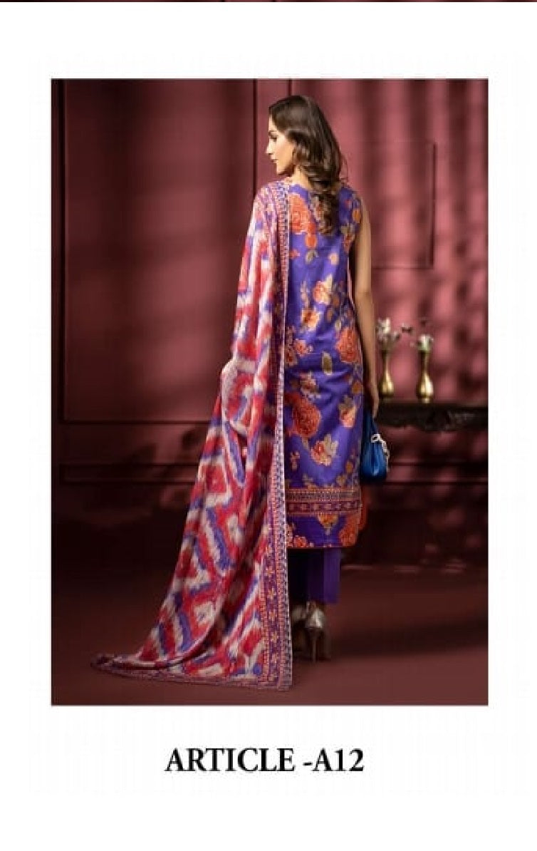 Pairoz by GJC Printed Lawn 3 piece Unstitched dress - PGJ-A12