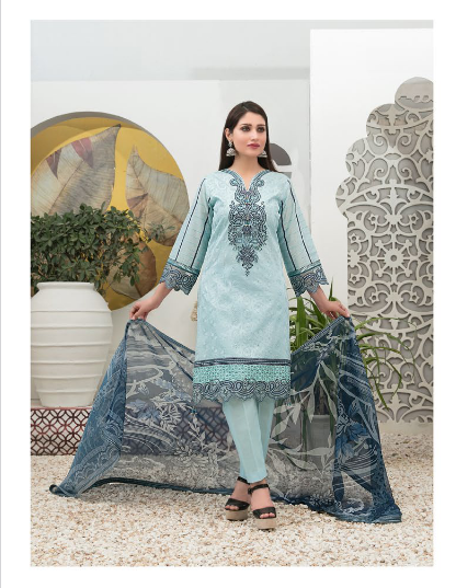 Tawakkal Marilia Embroidered Lawn 3 piece semi stitched suit - D 1392