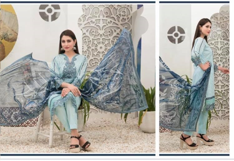 Tawakkal Marilia Embroidered Lawn 3 piece semi stitched suit - D 1392