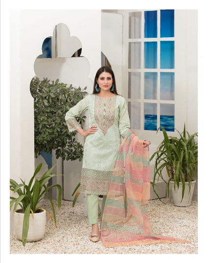 Tawakkal Marilia Embroidered Lawn 3 piece semi stitched suit - D 1398