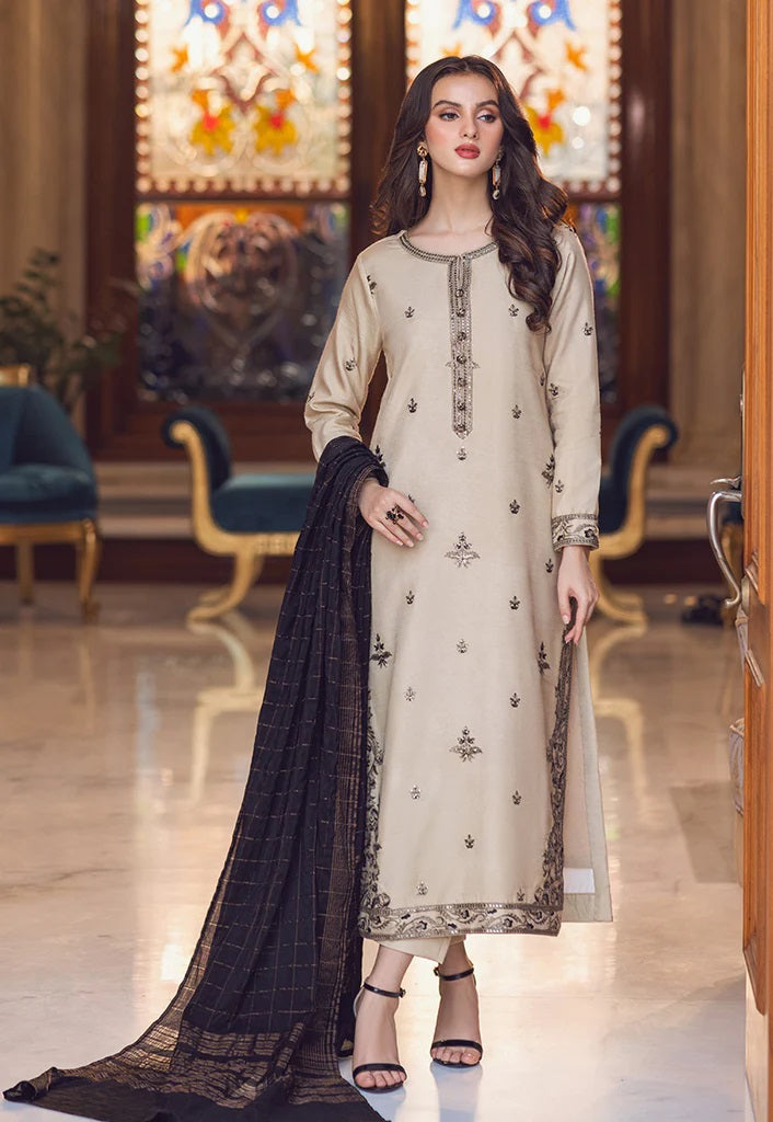 Essential Cambric By Asim Jofa Embroidered Cotton Silk Suit Unstitched 3 Piece AJP-13 - Summer Collection