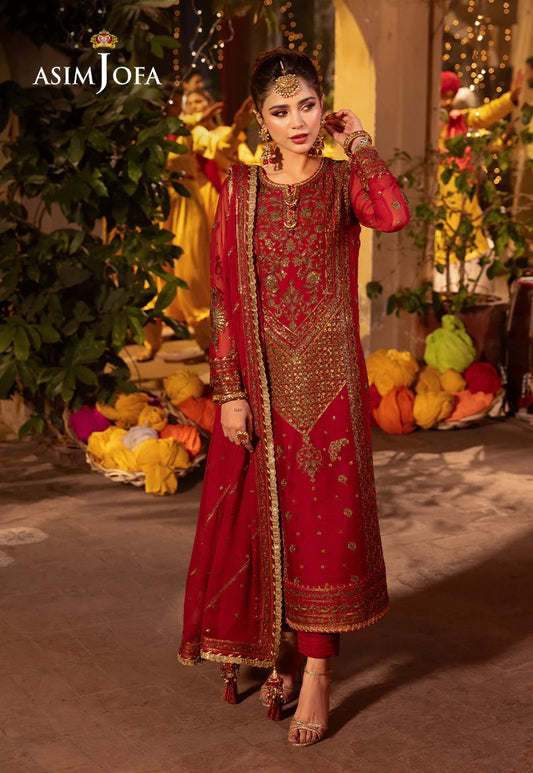 Chamak Damak by Asim Jofa Embroidered Suits Unstitched 3 Piece AJCD-13 - Festive Collection