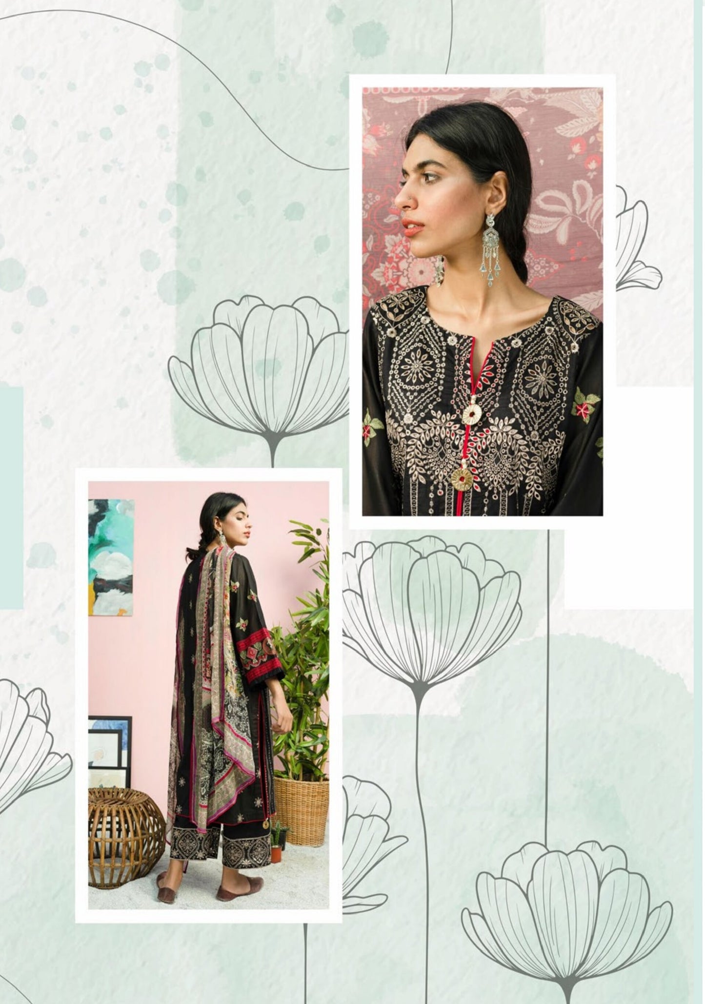 Blossom by Riaz Art Embroidered Slub Lawn 3pc Unstitched Dress - 13