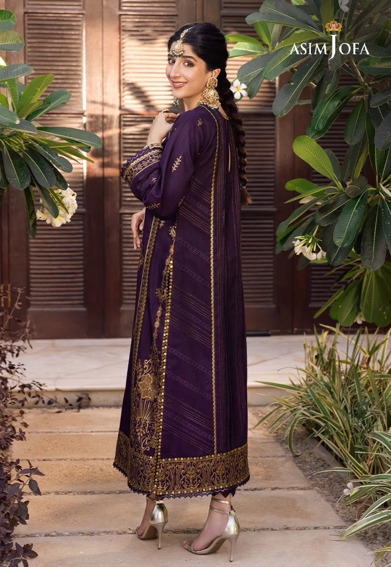 Asim Jofa Zari Sitara Embroidered Raw Silk Unstitched 1 Piece Shirt - AJZS 13