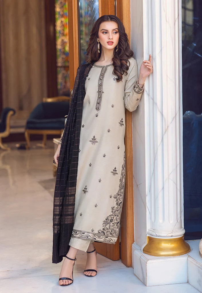 Essential Cambric By Asim Jofa Embroidered Cotton Silk Suit Unstitched 3 Piece AJP-13 - Summer Collection
